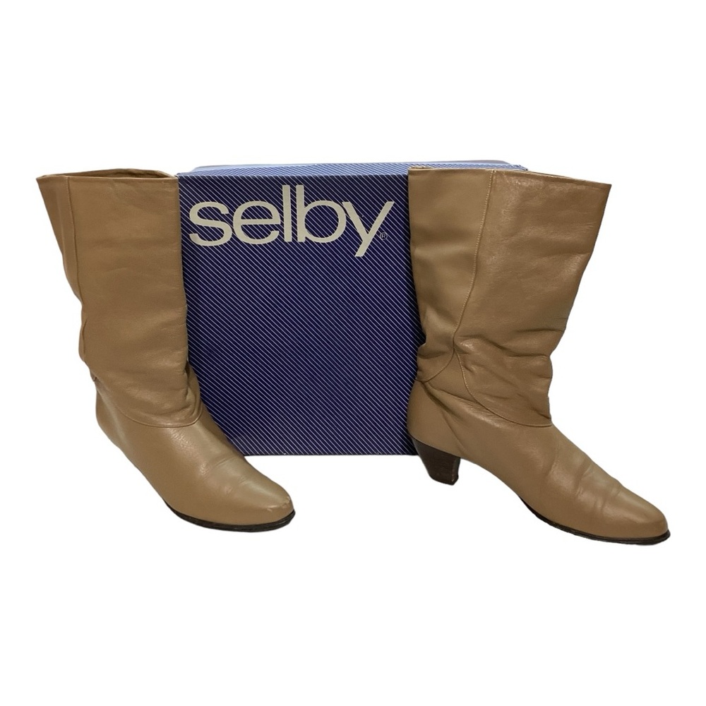 Vintage Tan Natural‎ Leather Heeled Boots - Women's Size 7 M